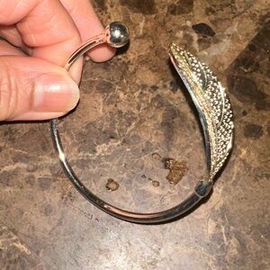 Gold Leaf Open Cuff Bracelet signed 925 Amazon purchase